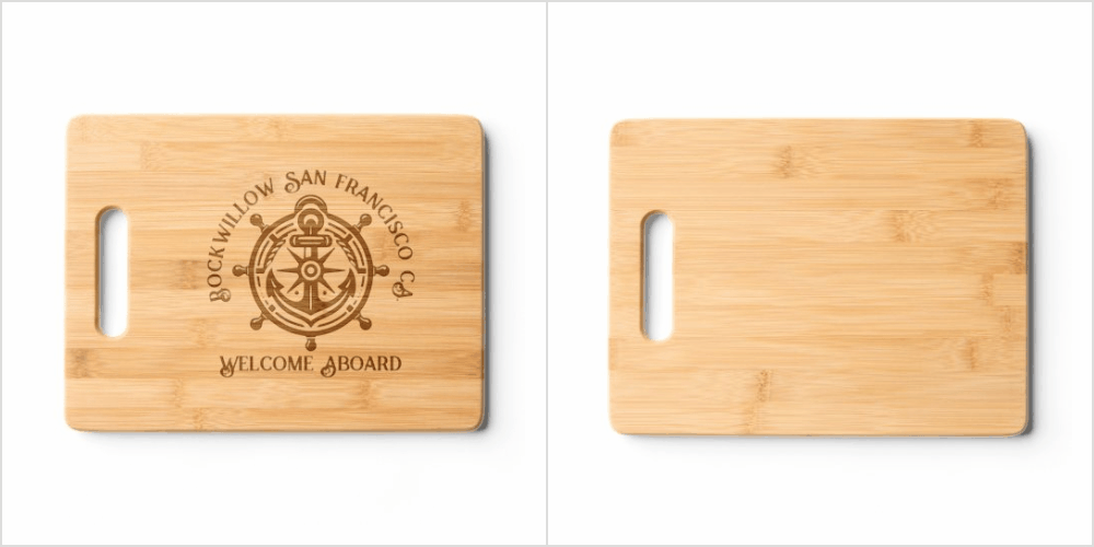 Nautical Anchor Rope Ship Wheel Boat Name Welcome Aboard Etched Bamboo Wooden Cutting Board