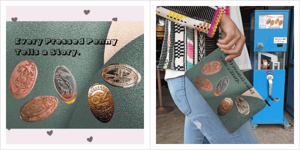 Customizable Elongated Souvenir Coin/Pressed Penny Collector Print Cut Sew Bag Small Accessory Pouch