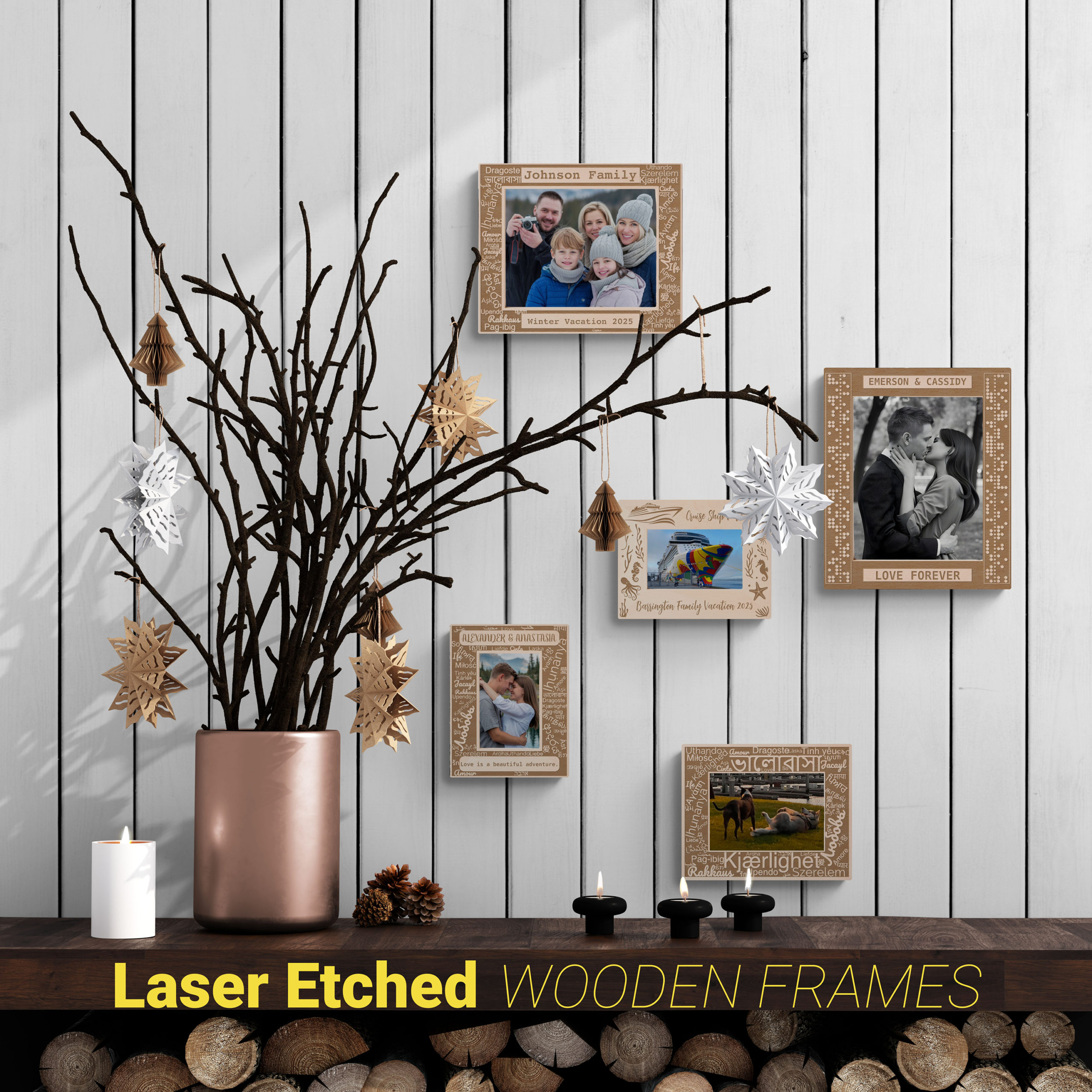 Laser Etched Wooden Frames