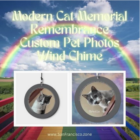 Modern Cat Memorial Remembrance Custom Pet Photos Wind Chime