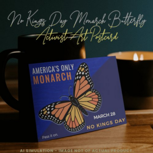 No Kings Day Monarch Butterfly Activist Art Postcard