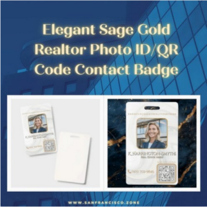 Elegant Sage Gold Realtor Photo ID/QR Code Contact Badge