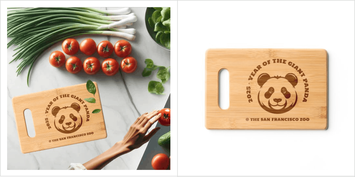 2025 – Year of the Giant Panda at the San Francisco Zoo Etched Bamboo Cutting Board