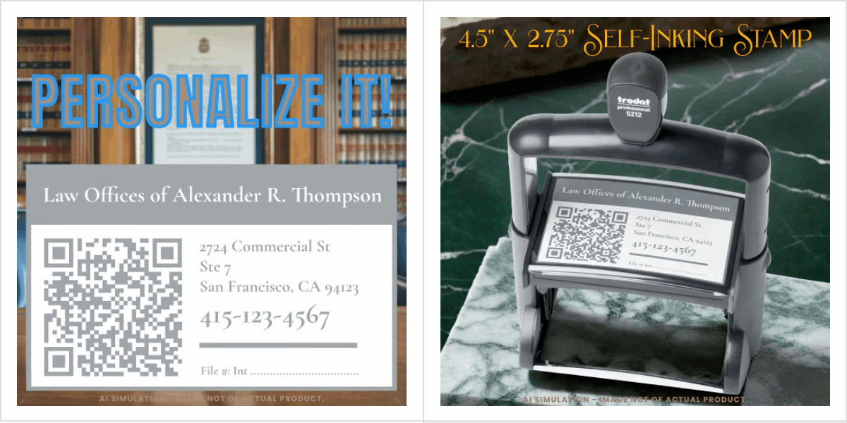 Big Custom Qr Code Legal Office Law Firm Attorney Self-inking Stamp
