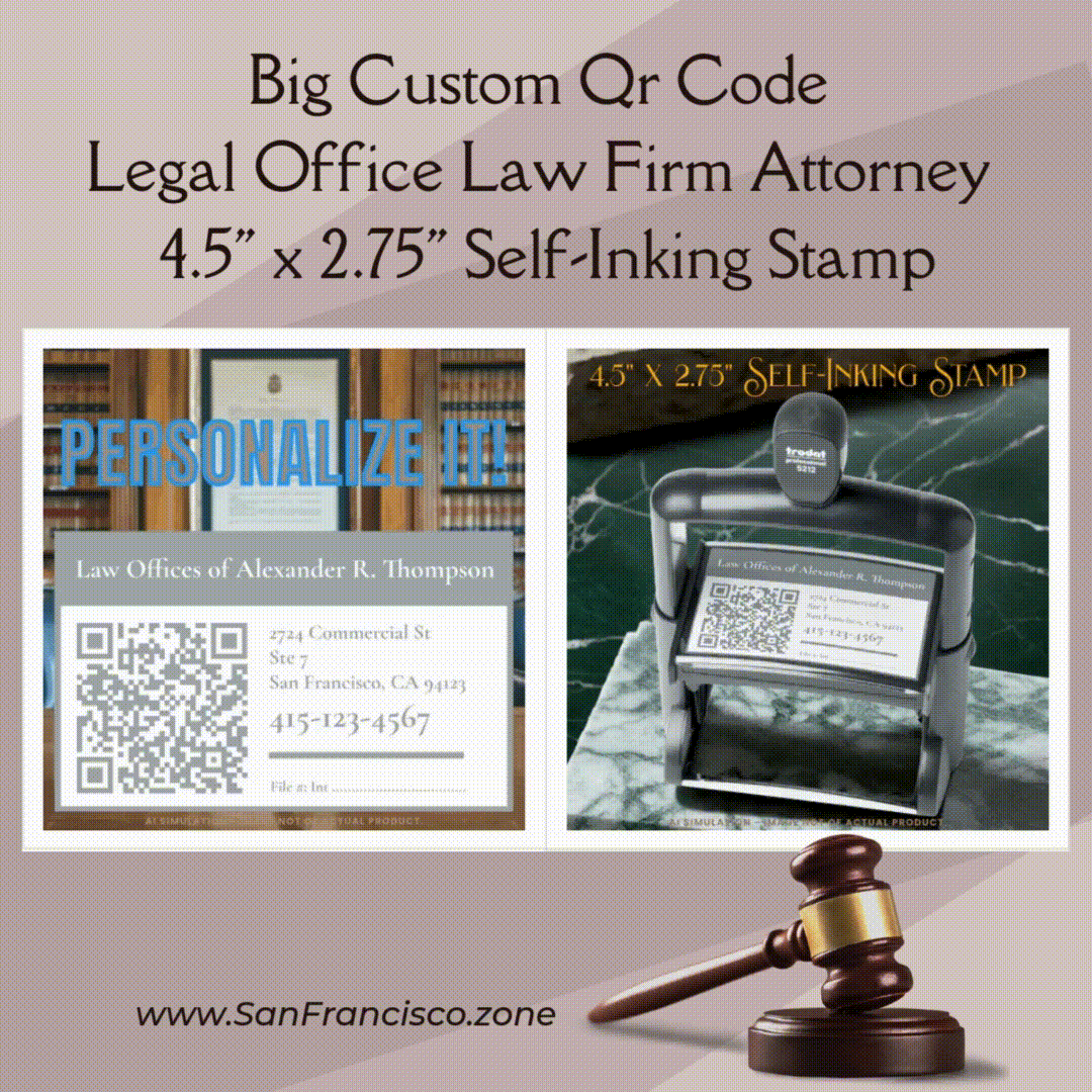 Big Custom Qr Code Legal Office Law Firm Attorney Self-inking Stamp