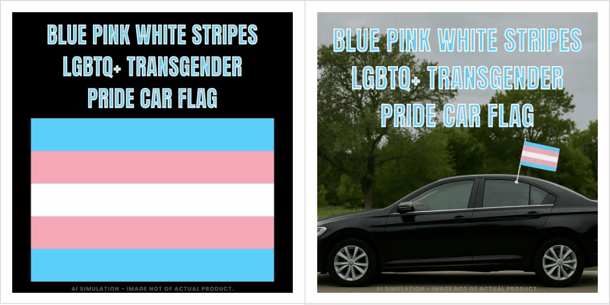 Blue Pink White Stripes LGBTQ+ Transgender Pride Car Flag