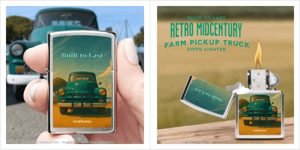 Built to Last – Retro Midcentury Farm Pickup Truck Zippo Lighter