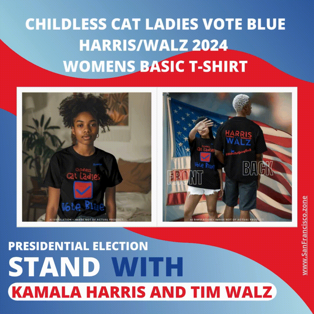 “Childless Cat Ladies Vote Blue” Harris/Walz 2024 T-Shirt