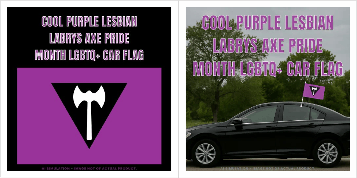 Cool Purple Lesbian Labrys Axe Pride Month LGBTQ+ Car Flag