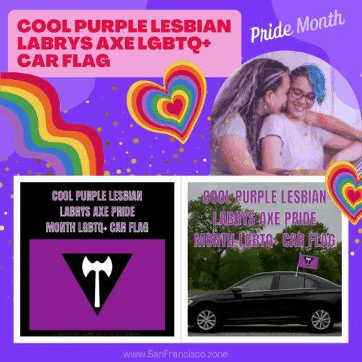 Cool Purple Lesbian Labrys Axe Pride Month LGBTQ+ Car Flag