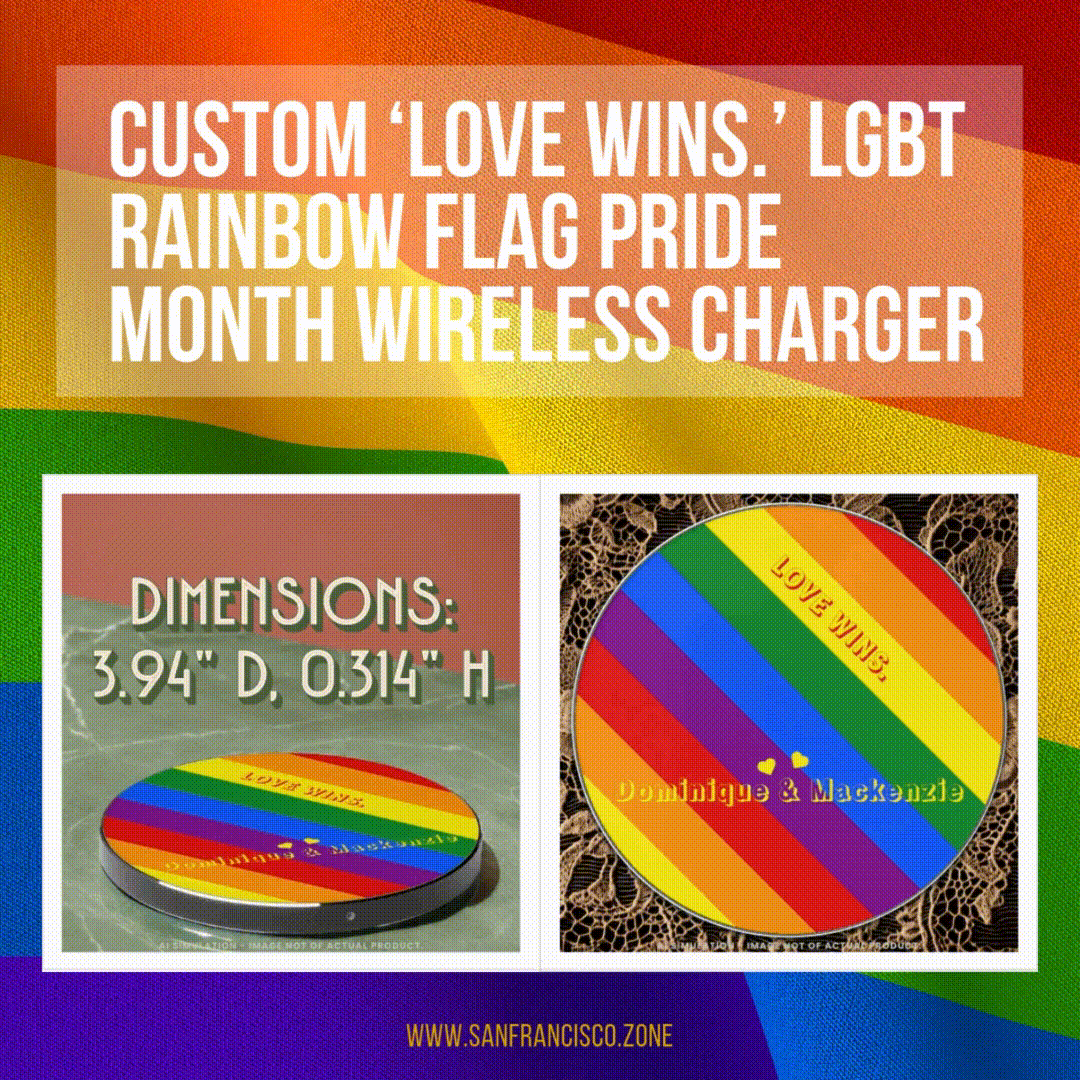 Custom ‘Love Wins.’ LGBT Rainbow Flag Pride Month Wireless Charger