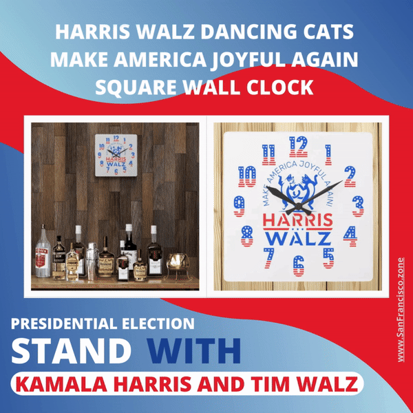 Harris Walz Dancing Cats Make America Joyful Again Square Wall Clock