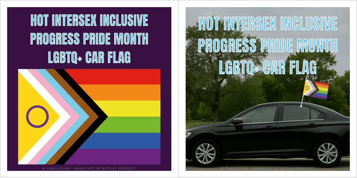 Hot Intersex Inclusive Progress Pride Month LGBTQ+ Car Flag