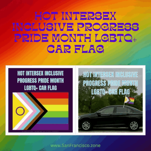 Hot Intersex Inclusive Progress Pride Month LGBTQ+ Car Flag