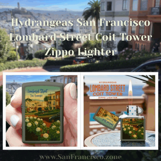 Hydrangeas San Francisco Lombard Street Coit Tower Zippo Lighter