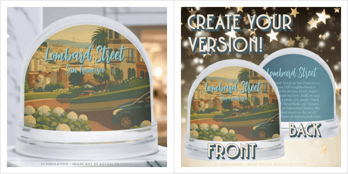Iconic San Francisco Lombard Street Souvenir Dome Snow Globes