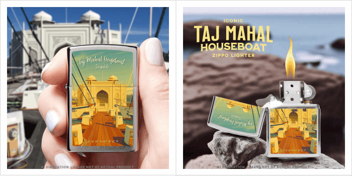 Iconic Taj Mahal Houseboat in Sausalito California Zippo Lighter