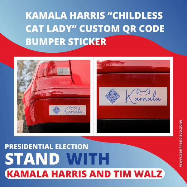 Kamala Harris “Childless Cat Lady” Custom QR Code Bumper Sticker