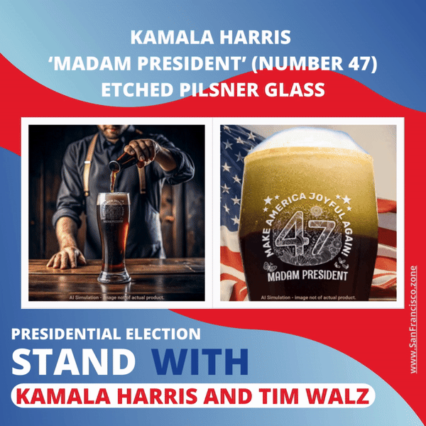 Kamala Harris ‘Madam President’ (Number 47) Etched Pilsner Glass