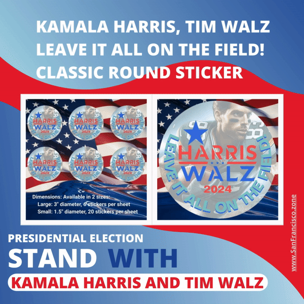 Kamala Harris, Tim Walz Leave It All on the Field! Classic Round Sticker
