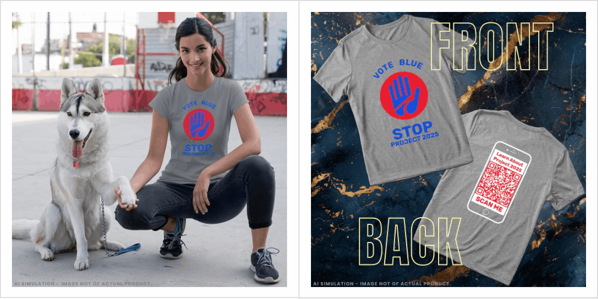 Kamala Harris Tim Walz Vote Blue Stop Project 2025 Tri-Blend Shirt