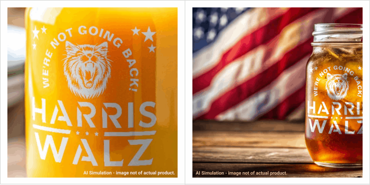 Kamala Harris – Tim Walz, ‘We’re not going back!’ Etched Mason Jar