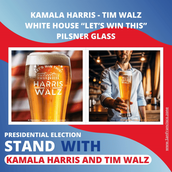 Kamala Harris, Tim Walz White House Let’s Win This Pilsner Glass