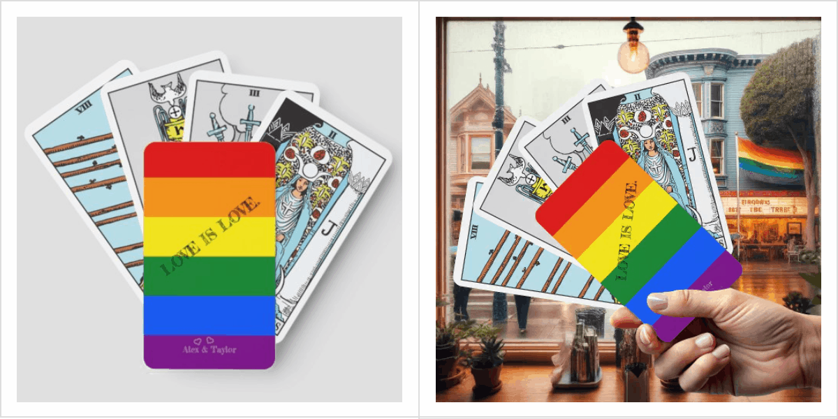 LGBT Gay Pride Month “LOVE IS LOVE.” Rainbow Flag Tarot Playing Cards
