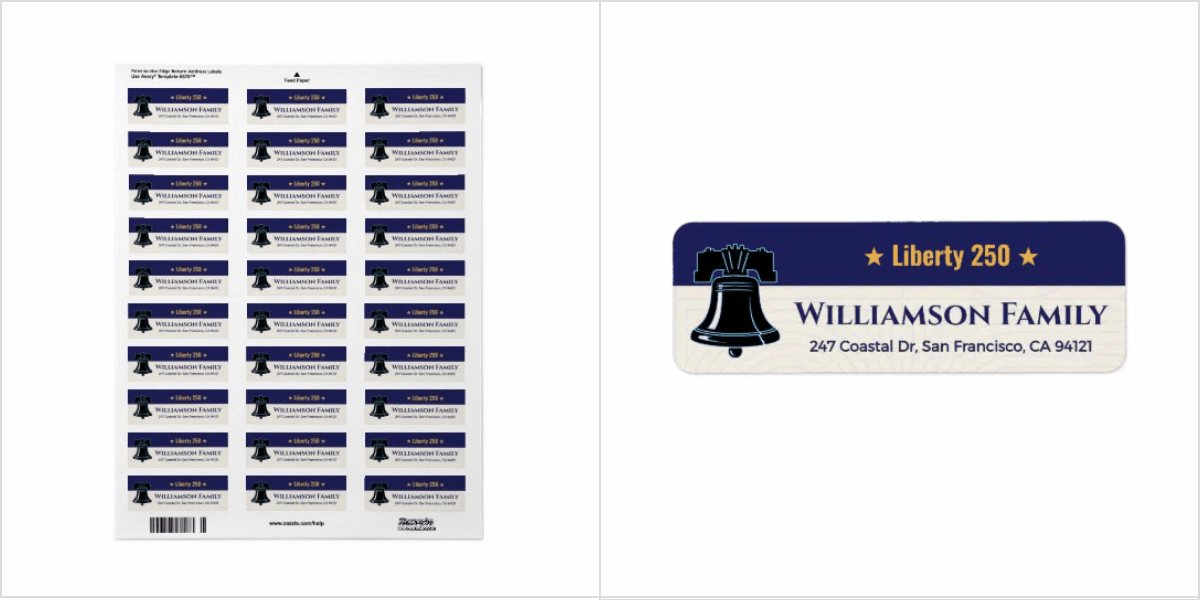 Liberty Bell 250 Patriotic Family Address Design Label
