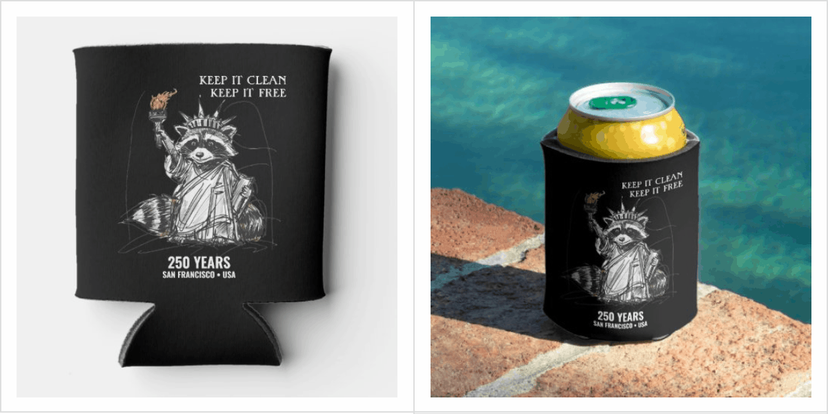 Liberty Raccoon 250 Years San Francisco Pride Can Cooler