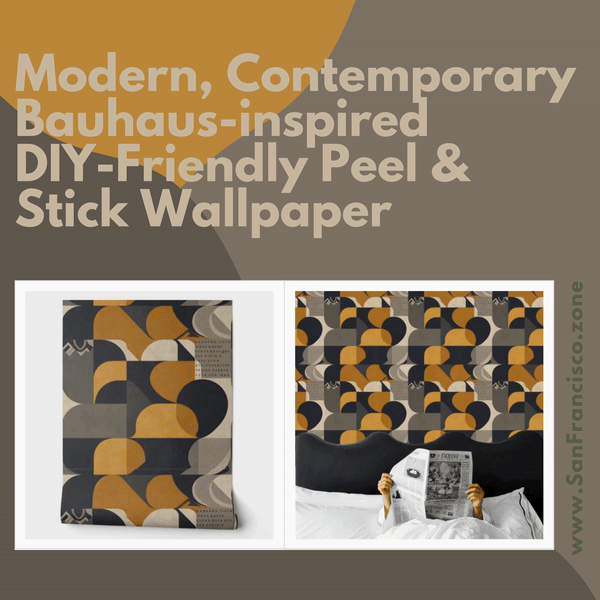 Modern, Contemporary Bauhaus-inspired Peel & Stick Wallpaper