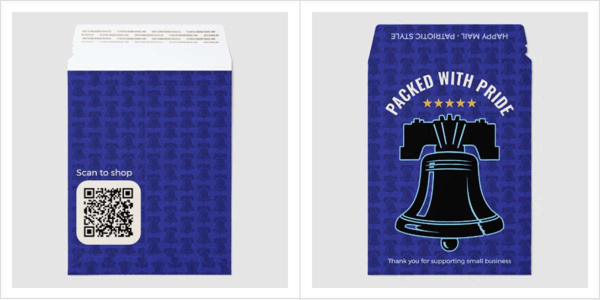 Packed With Pride Liberty Bell Patriotic QR Design Envelope Mailers