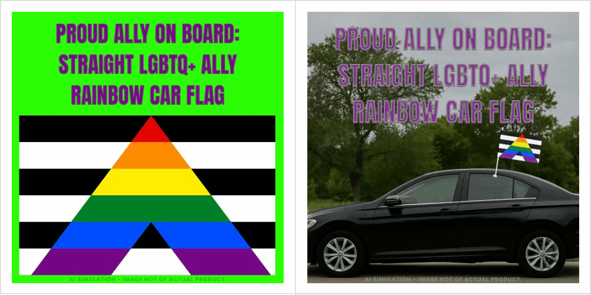 Proud Ally on Board: Straight LGBTQ+ Ally Rainbow Car Flag