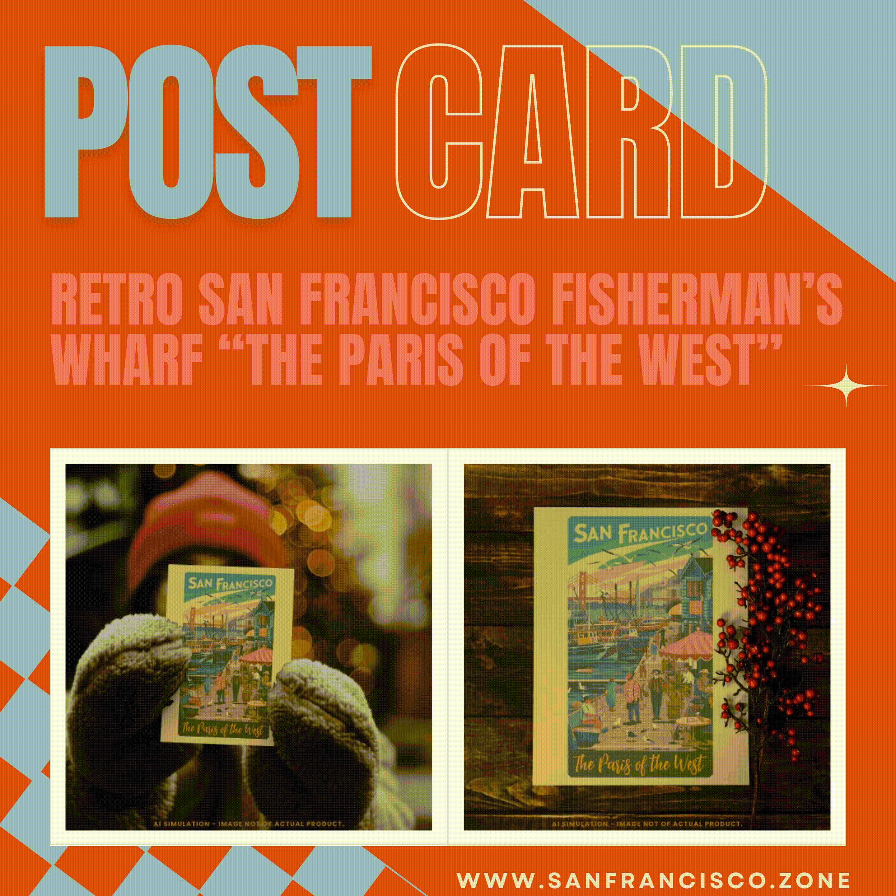 Retro San Francisco Fisherman’s Wharf “The Paris of the West” Postcard