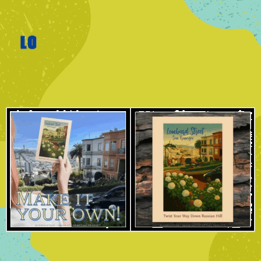 San Francisco Lombard Street Coit Tower GGB Travel Postcard