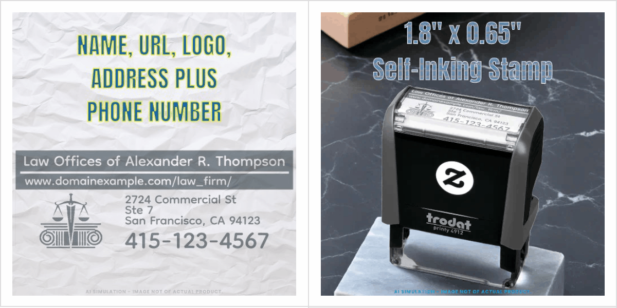 Scales of Justice, Legal Firm Logo, Law Office URL Self-inking Stamp