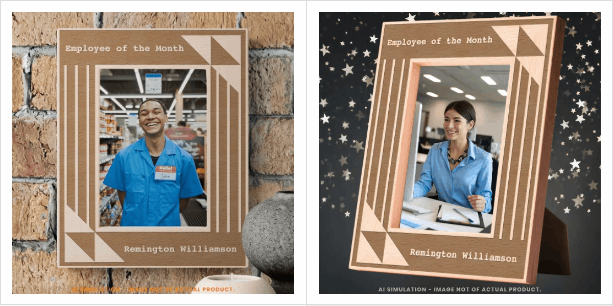 Sleek Laser-Engraved ‘Employee of the Month’ Etched Wooden Photo Frame 5″ x 7″ Portrait
