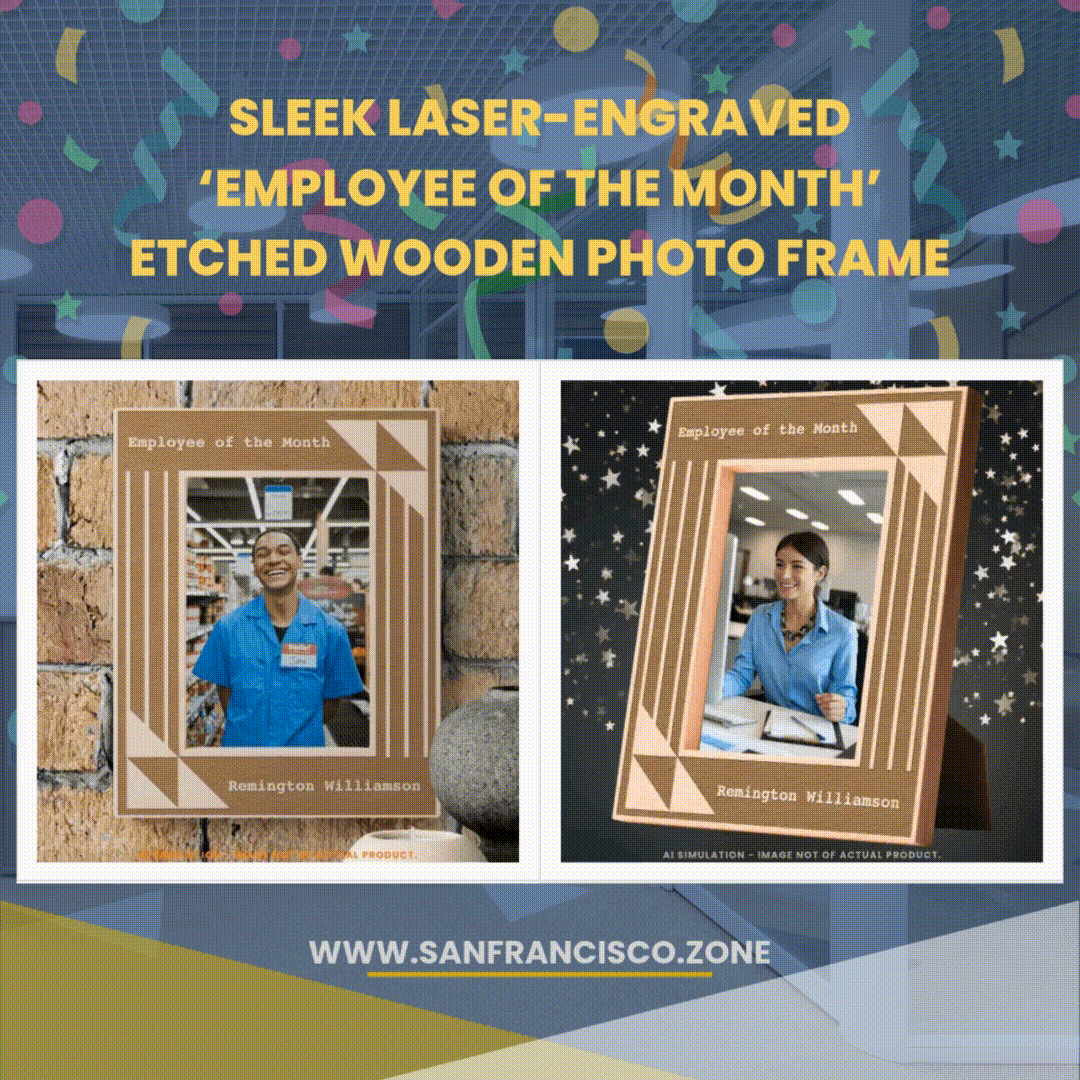 Sleek Laser-Engraved ‘Employee of the Month’ Etched Wooden Photo Frame 5″ x 7″ Portrait