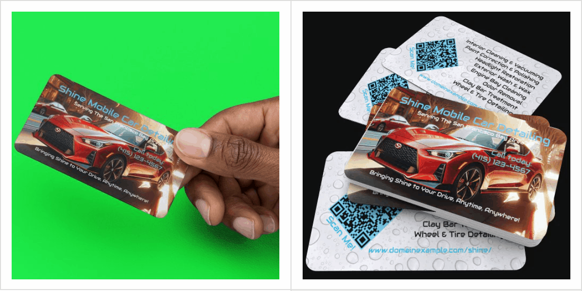 Classy Sleek Mobile Auto Car Detailing QR Code URL Business Card Template