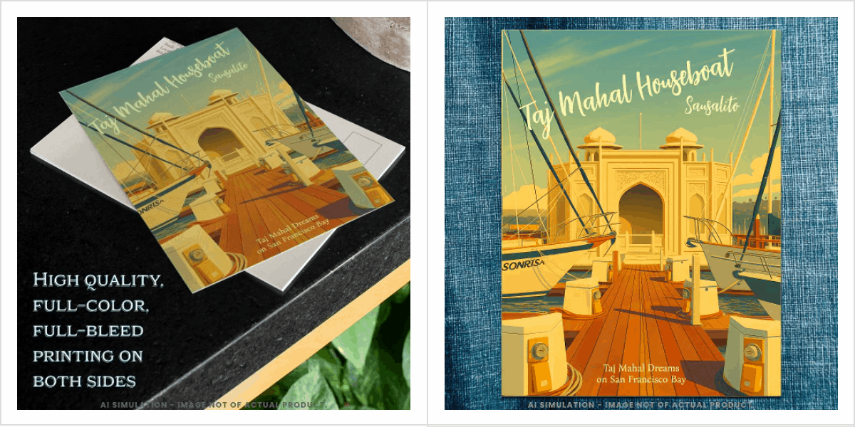 Taj Mahal Houseboat, Sausalito, California Travel Postcard