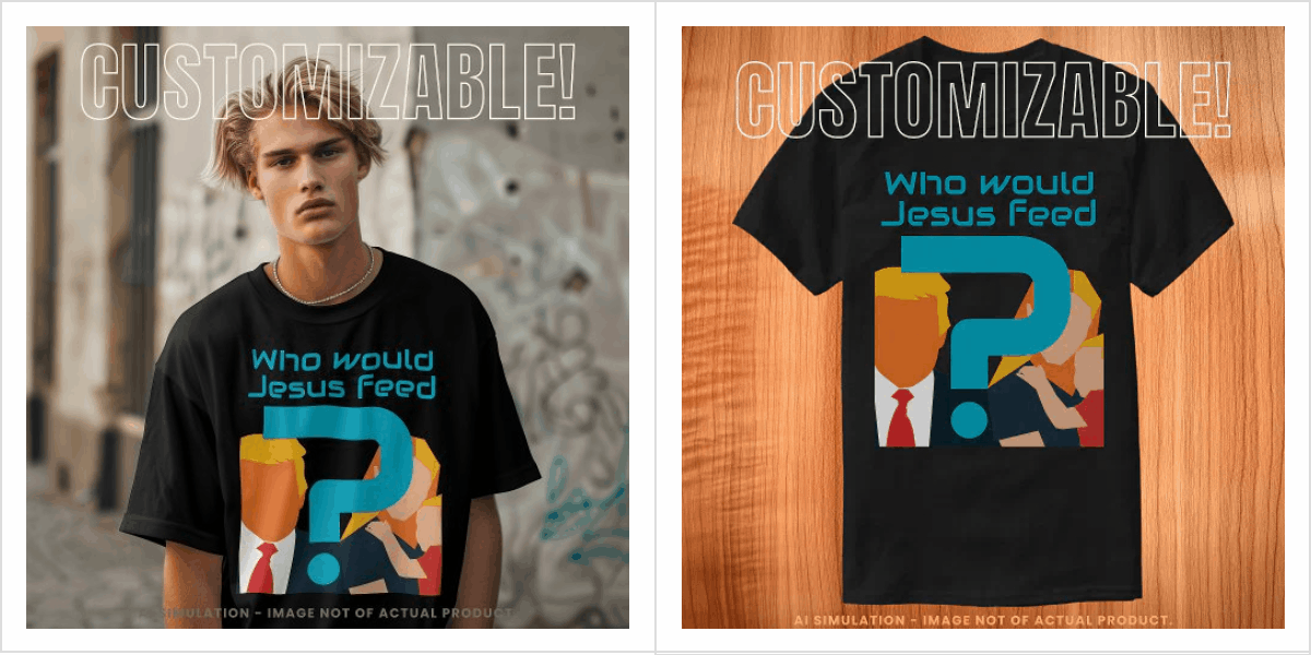 Who Would Jesus Feed Teal Question Mark Activist T-Shirt