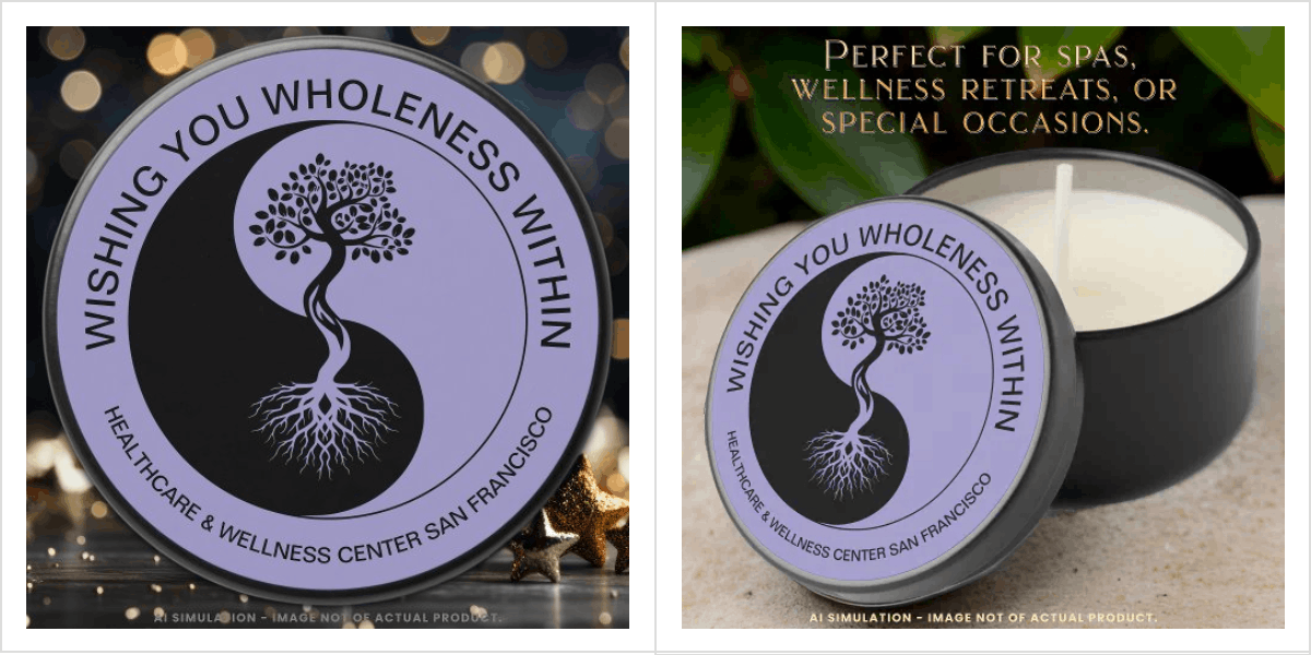 Yin Yang Tree of Life Symbol Customizable Soy Wax Mini Candle Favors